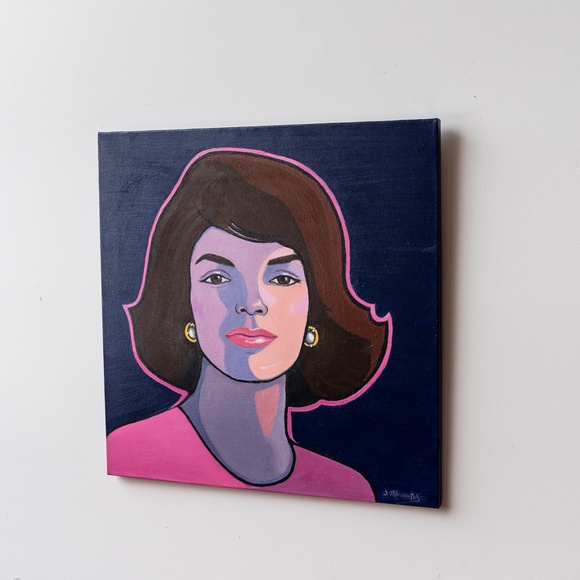 Oil painting portrait "Jackie Kennedy , pink dress", on canvas 24"x24" - Picture 4 of 5